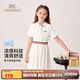 英氏（YEEHOO）女童連衣裙兒童裙子中大童裝網(wǎng)球裙涼感抗菌學(xué)院夏裝 白色  150 