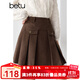 百圖betu女裝冬季新款半身裙燈芯絨紋理時(shí)尚百褶裙裙子2410T72 咖啡色 M