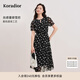 珂萊蒂爾2025年夏季新款黑色碎花短袖雪紡連衣裙女優(yōu)雅氣質(zhì)中長(cháng)裙 黑色 S