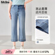 MsShe【面膜輕薄牛仔褲】大碼女裝2025夏季胖mm顯瘦刺繡九分褲子 牛仔淺藍(lán)色現(xiàn)貨 3XL