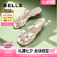 百麗（Belle）小福蝶夾腳人字拖女商場(chǎng)款水鉆拖鞋A9K1DBL4 銀色-粗跟款 36 (230mm)