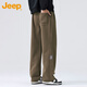 JEEP吉普休閑褲男春秋季直筒褲寬松闊腿褲子彈力運動(dòng)男褲 卡其色 XL