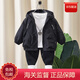 WVD國際品牌外套2025新款兒童男孩帥氣春秋款小童風(fēng)衣男寶寶春季連帽 黑色 90 CM