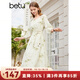 百圖betu女裝春夏新款連衣裙時(shí)髦優(yōu)雅輕國風(fēng)印花連衣裙女2402T82 淺杏色 L