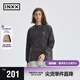 英克斯（inxx）APYD潮牌秋新品個性做舊圓領(lǐng)長袖T恤男女寬松休閑套頭打底衫上衣 棕色 S