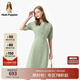 Hush Puppies暇步士女裝夏新款純棉簡(jiǎn)約通勤風(fēng)氣質(zhì)V領(lǐng)連衣裙 115淡綠 M