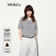 MO&Co.針織衫2025夏新品含亞麻輕薄寬松航海短袖針織T恤MBE2SWTT01 藍(lán)白條色 S /160