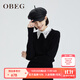 OBEG歐碧倩拼接假兩件羊毛衫冬季通勤針織衫10424164 黑色 S /160/36