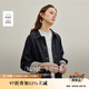 茵曼拼接條紋原色短牛仔外套2025秋女裝新款復(fù)古上衣 深牛仔藍(lán) S
