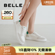 百麗（Belle）小白鞋女商場同款透氣舒適板鞋D6R1DBM5 米白/綠 38 (240mm)