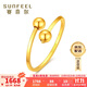 賽菲爾 黃金戒指女足金999.9圓珠光珠女戒時(shí)尚轉(zhuǎn)運(yùn)珠戒指 活口 約1.35克