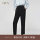 OVV2023秋冬新款女裝日本進(jìn)口三醋酸側后腰松緊休閑通勤長(cháng)褲 黑色（凈色）A3 XS