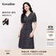 珂萊蒂爾2025夏季新款復(fù)古波點連衣裙女V領(lǐng)短袖經(jīng)典裙子 黑色 L