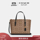蔻馳（COACH）新款奧萊女士夏季經(jīng)典標志MOLLIE 25號托特包單肩斜挎包 IM/棕黃色/黑色