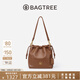 BAGTREE包包樹(shù)云采包2025年新款植鞣皮抽繩水桶包通勤斜挎腋下單肩包禮物 烤棕色-小號 贈無(wú)事牌包掛 高級小眾