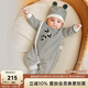 OAK FAMILY長袖連體衣男女寶寶護(hù)肚爬服新生兒衣服外出服條紋印花 黑白條紋-連體衣 （不含帽子） 90cm