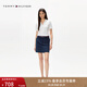 TOMMY HILFIGER25春夏新款女裝萊賽爾微彈條紋腰帶休閑A字修身半身裙短裙 藏青色C1G S (34)