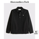 ABERCROMBIE & FITCH男裝25春夏百搭經(jīng)典小麋鹿老錢風(fēng)亞麻混紡長袖襯衫KI125-5180 黑色 M (180/100A)