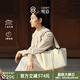 觀意新品茶碗包頭層牛皮托特包女2025年新中式大容量通勤女包七夕禮物 凝脂白-中號+黑檀木珠掛飾 高端小眾新中式