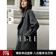 ELLE深灰色綿羊毛假兩件雙面呢大衣女2024冬季新款長(cháng)款毛呢外套 深灰 S