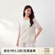 纖莉秀【塞納云霧】波嬉風(fēng)圓領(lǐng)提花蕾絲襯衫大碼女裝胖mm夏裝新款1677 杏色 3XL