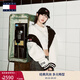 TOMMY JEANS【張元英同款】25秋冬新款女含羊毛撞色拼接美式棒球棉服 黑白拼色BDS S