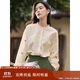 茵曼田園文藝繡花高級感襯衫秋季女通勤薄款上衣 淡香杏-18518197 L