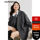 紅袖高級(jí)感毛呢大衣冬季2024新款女裝通勤翻駁領(lǐng)氣質(zhì)長(zhǎng)毛雙面呢外套 煙灰056（預(yù)售10.18） M