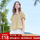 百圖betu女裝2025夏季新款襯衫領(lǐng)口寬花邊歐若風(fēng)氣質(zhì)短袖襯衫2507T22 深黃 M