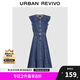 UR2025夏季新款女裝復(fù)古休閑荷葉邊無袖牛仔連衣裙UWG850113