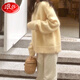 浪莎馬海毛奶黃色毛衣女2025秋冬款慵懶風(fēng)軟糯圓領(lǐng)針織衫寬松加厚外套 奶黃色 S