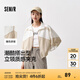 森馬外套女立領(lǐng)拼色上衣酷時(shí)尚鹽系春個(gè)性寬松質(zhì)感夾克女生小眾 白咖色調00315 M