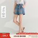 茵曼（INMAN）涼感萊賽爾休閑牛仔褲2025夏季女裝新款松緊后腰顯瘦寬松短褲 牛仔藍 28