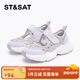 星期六童鞋女童涼鞋鏤空透氣亮片網(wǎng)鞋夏季新款網(wǎng)面運動(dòng)鞋 星辰紫