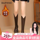 達(dá)芙妮 官方厚底長(zhǎng)筒靴女2025秋冬新款V口長(zhǎng)靴子女加絨百搭顯瘦騎士靴子 棕色【4CM增高顯瘦】 37