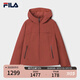 FILA 斐樂官方女士梭織外套2025秋新款休閑簡約時尚寬松連帽上衣 深瑞酒紅-WI L 170/88A/L