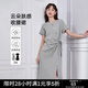 初語設(shè)計感小眾開叉連衣裙女2024夏季新款蝴蝶結(jié)收腰T恤裙中長裙 借題發(fā)灰8329025 L