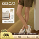KISSCAT沈月熱巴同款接吻貓25年春摩卡厚底德訓(xùn)鞋內(nèi)增高休閑小白鞋 奶油白 36