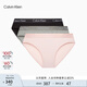Calvin Klein內(nèi)衣女士三條裝ck本命年提花棉質(zhì)微彈比基尼三角內(nèi)褲女QP2349O Q7Z-太空黑/櫻花粉/椰青灰 3條 S 尺碼偏大，建議拍小一碼