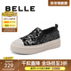 百麗（Belle）亮片帆布鞋女商場(chǎng)同款厚底增高休閑鞋B3R1DBM4 黑色 36 (230mm)