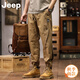 吉普（JEEP）美國正品高端美式復古工裝休閑褲男士秋冬加厚潮牌寬松束腳褲春秋 卡其色 【官方正品】 XL 建議 140-160斤