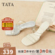 他她（TATA）法式氣質(zhì)高跟拖鞋女鞋一字帶休閑涼鞋2025秋新款XEK03BT5 白銀（條帶款）-XEK03 36