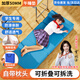 EVANLEY午睡墊折疊加厚打地鋪睡墊辦公室小學(xué)生午休墊單人家用榻榻米床墊 【湖藍色】5cm厚+防水+收納袋 60x180cm【升級頭枕款】