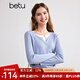 百圖betu女裝秋季新款毛針織衫圓領(lǐng)假兩件長袖針織衫女2408T05 藍(lán)色 L