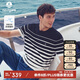 Navigare意大利小帆船男涼感通勤條紋圓領(lǐng)短袖T恤1325505508 暗藍 2XL 