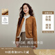 茵曼復古仿麂皮絨花邊拼接短外套2025秋女裝新款上衣 咖啡色 S