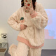 QBILY 睡衣女 秋冬季長(zhǎng)袖珊瑚絨可愛(ài)加絨加厚套裝冬天家居服可外穿 大草莓-XL碼（105-120斤）