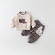 G.duck男寶寶加絨衛衣套裝韓版時(shí)尚嬰兒衣服秋冬裝分體男童秋冬季兩件套 米色裝 加絨 100
