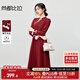 尚都比拉立領(lǐng)盤扣國風(fēng)連衣裙女秋季假斜襟優(yōu)雅開叉大擺裙修身收腰中長裙