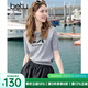 百圖betu女裝2025夏季新款毛針織衫圓領(lǐng)趣味萌寵短袖上衣女2505X03 灰色 S